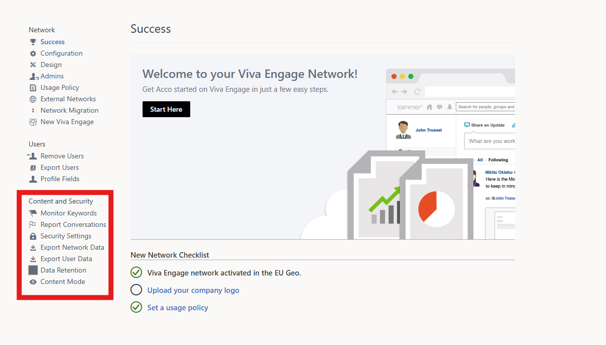 screenshot showing network admin settings